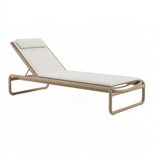 Lettino prendisole 200 x 70 x 85 cm in alluminio beige con schienale reclinabile per esterno