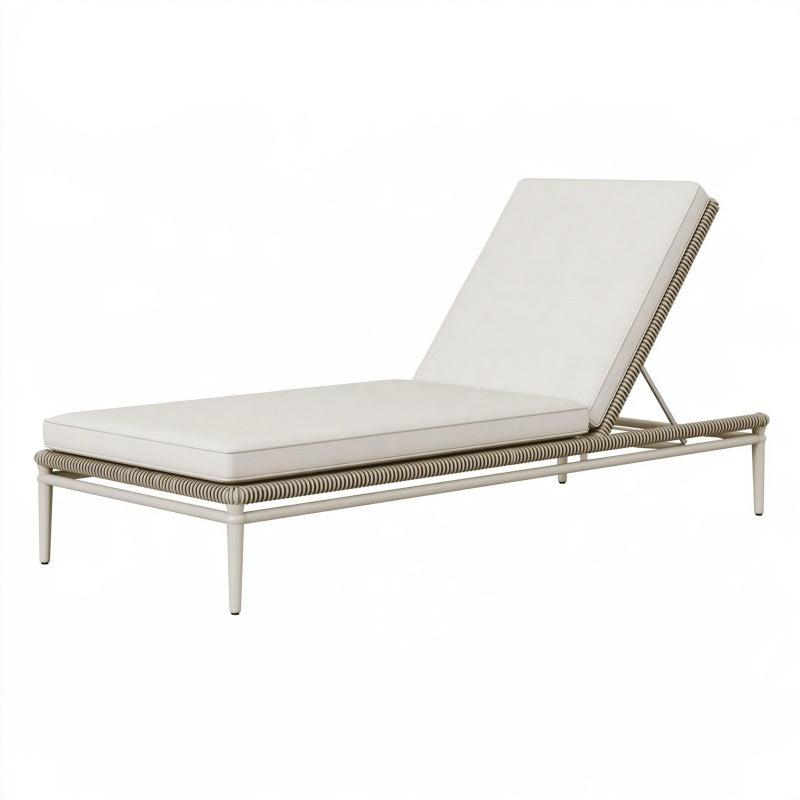 Lettino prendisole 200 x 70 x 35 cm in metallo e corda beige con schienale regolabile