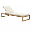 Lettino prendisole 200 x 70 cm in legno e tessuto bianco con schienale regolabile