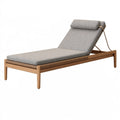 Lettino prendisole 200x70 cm in legno beige e marrone - schienale regolabile per esterno