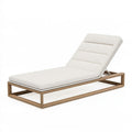 Lettino prendisole 200 x 70 cm in legno marrone chiaro con rivestimento beige - schienale reclinabile per esterno