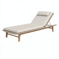 Lettino prendisole 200 x 70 cm in legno naturale e corda beige con schienale regolabile