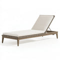 Lettino prendisole 200 x 70 cm in legno beige con schienale reclinabile per esterno