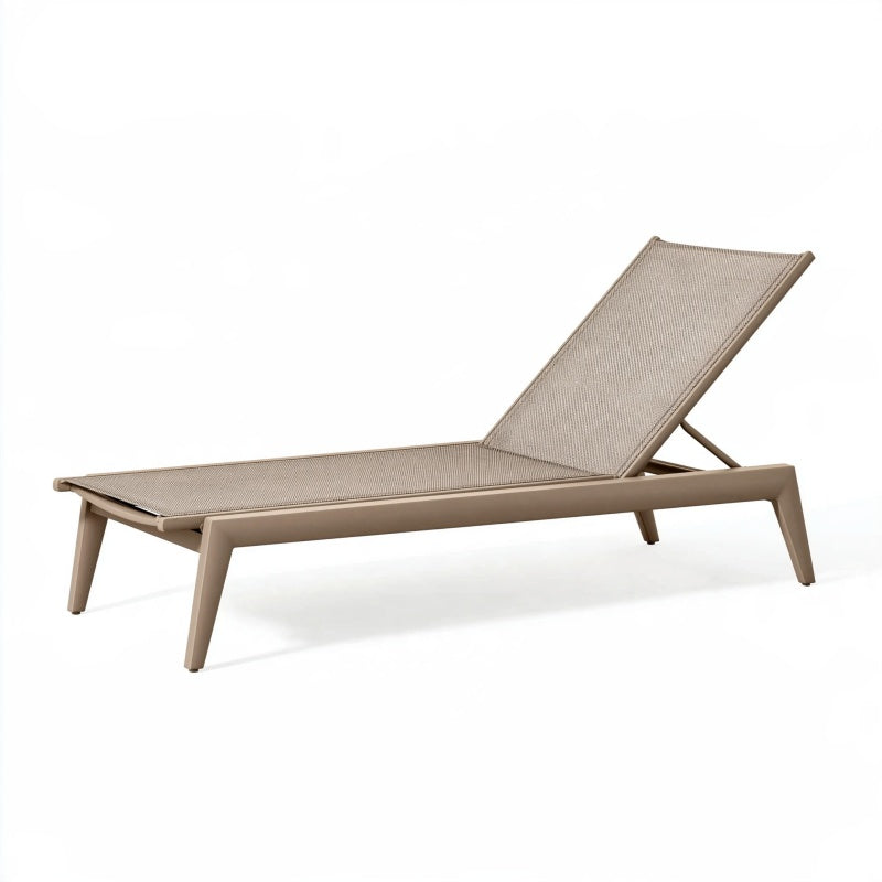 Lettino prendisole 200 x 70 cm in alluminio e tessuto beige - schienale reclinabile da esterno