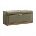 Panca contenitore 100 x 45 x 48 cm in tessuto verde oliva con base in legno - imbottita