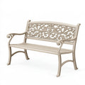 Panchina da giardino 127 x 60 x 91 cm in alluminio beige - stile classico con schienale decorato