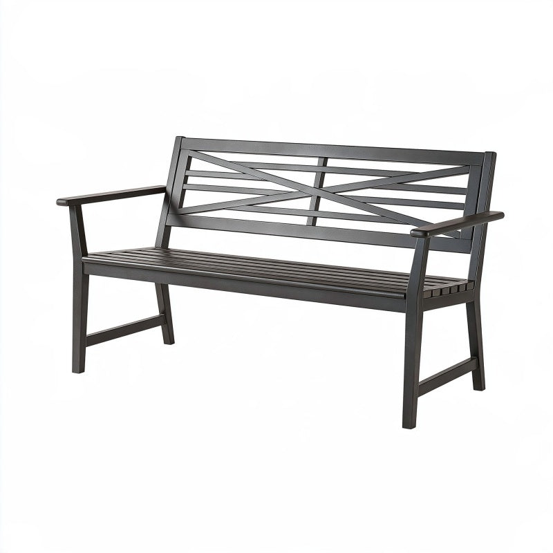 Panca da giardino 122 x 61 x 86 cm in metallo nero - stile moderno con schienale