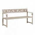 Panca da giardino 122 x 61 x 90 cm in acciaio beige con schienale floreale