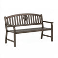 Panchina da giardino 122 cm in metallo marrone scuro con braccioli stile classico