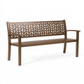 Panca da giardino 122 x 62 x 89 cm in resina marrone con schienale decorativo