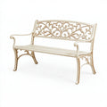 Panca da giardino 120 cm in ferro avorio con schienale decorativo classico