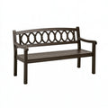 Panca da giardino 122 x 62 x 90 cm in legno marrone scuro con schienale decorativo