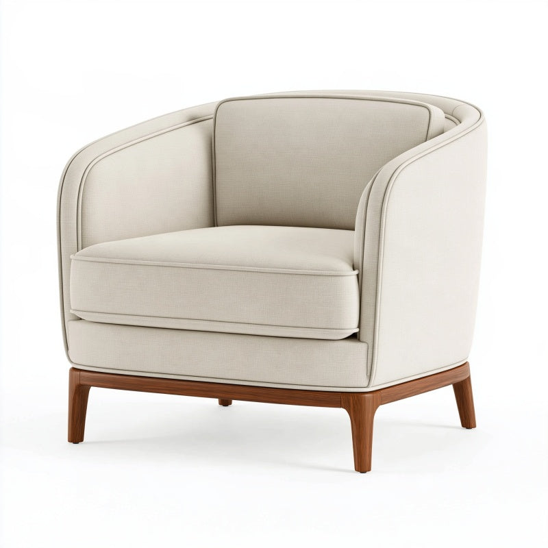 Poltrona 80 x 78 x 78 cm in tessuto beige con struttura in legno - stile moderno