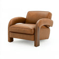 Poltrona 95 x 88 x 78 cm effetto pelle marrone con braccioli curvi stile moderno