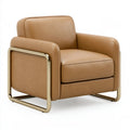 Poltrona 90 x 85 x 85 cm in similpelle cammello con struttura in metallo stile moderno