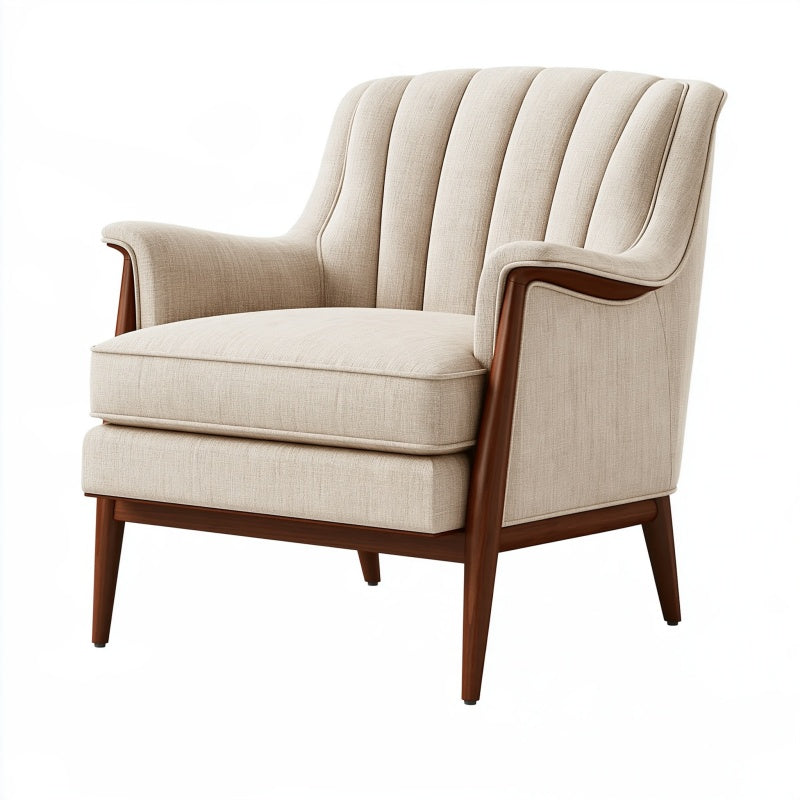 Poltrona 78 x 82 x 95 cm in tessuto beige con struttura in legno stile moderno
