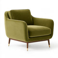 Poltrona 85 x 85 x 82 cm in tessuto effetto velluto verde oliva - stile moderno con gambe in legno
