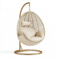 Poltrona sospesa 105 x 105 x 195 cm in metallo e fibra sintetica beige oro - seduta da interno in stile moderno