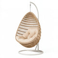 Poltrona sospesa 105 x 105 x 195 cm in fibra intrecciata beige con supporto in metallo stile boho