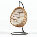 Poltrona sospesa 105 x 105 x 195 cm in rattan beige con struttura in acciaio stile boho